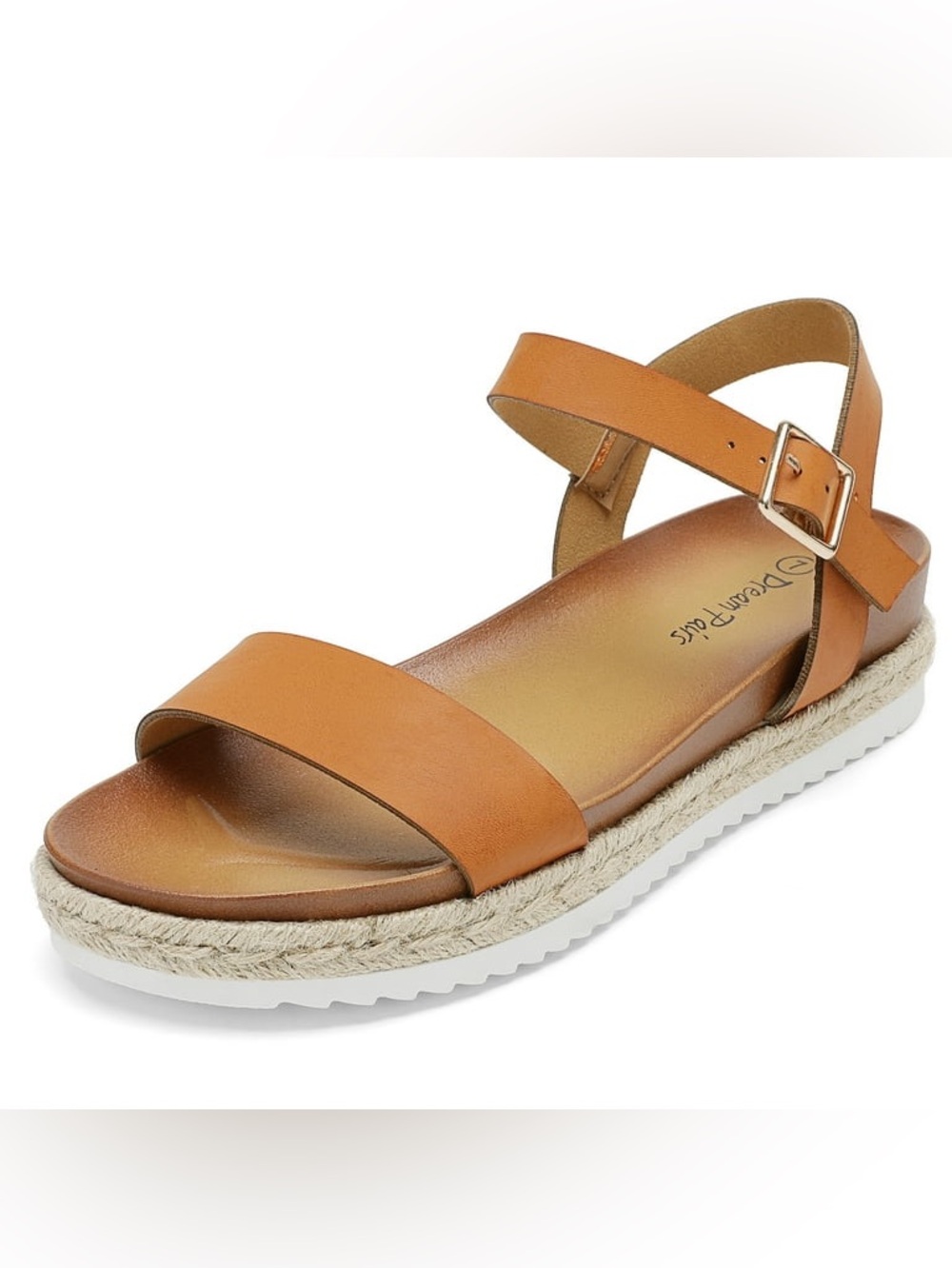 NIB DREAM PAIRS Tan Espadrille Flatform Sandals Open Toe Ankle Strap - Picture 7 of 8